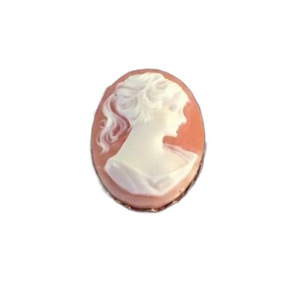 Vintage  Cameo Brooch Pin Carved Gold Tone Right Facing Victorian RegencyCore